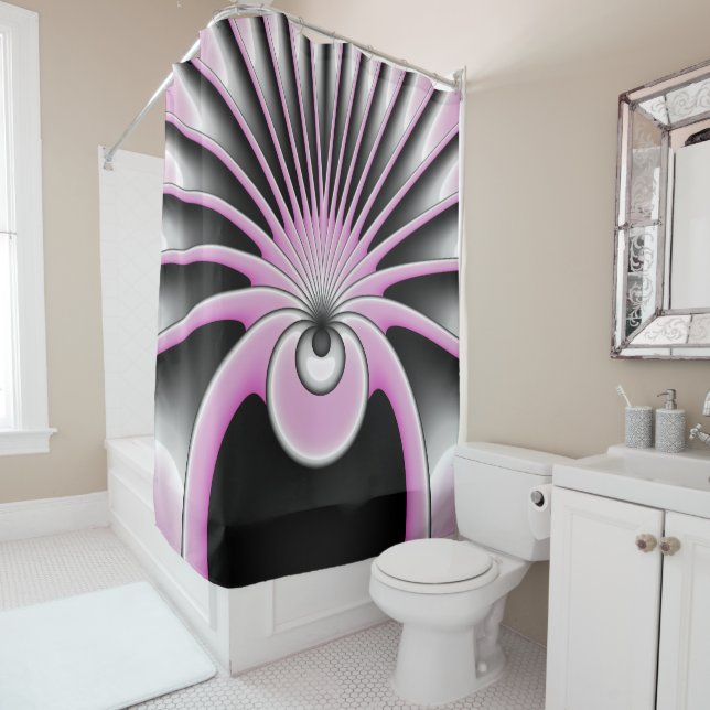 Modern Abstract Crazy Fractal Art Pattern Shower Curtain (In Situ)