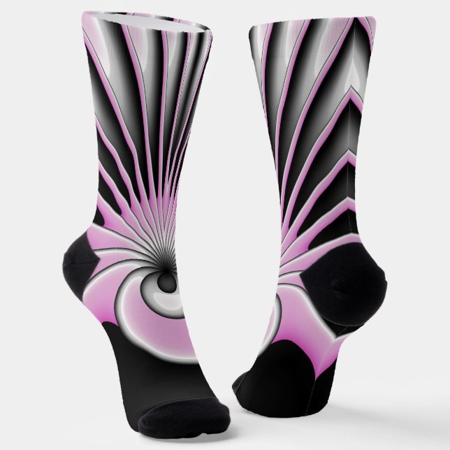 Modern Abstract Crazy Fractal Art Pattern Socks (Angled)