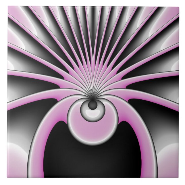 Modern Abstract Crazy Fractal Art Pattern Tile (Front)