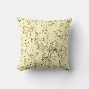 Modern Abstract Cream Brown Beige Floral Cushion