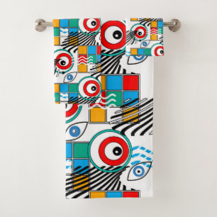 Modern abstract creative multicolored pattern bath towel set