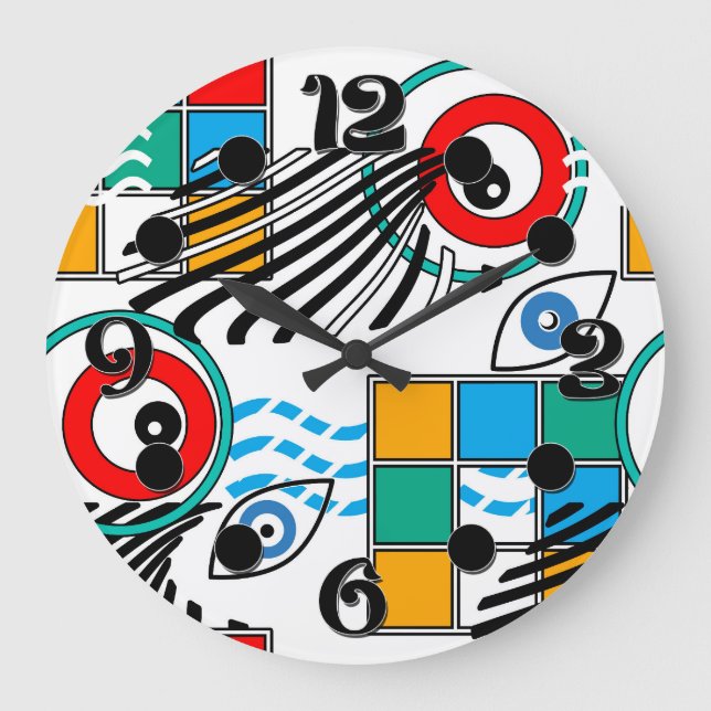 Modern abstract creative multicolored pattern large clock (Front)