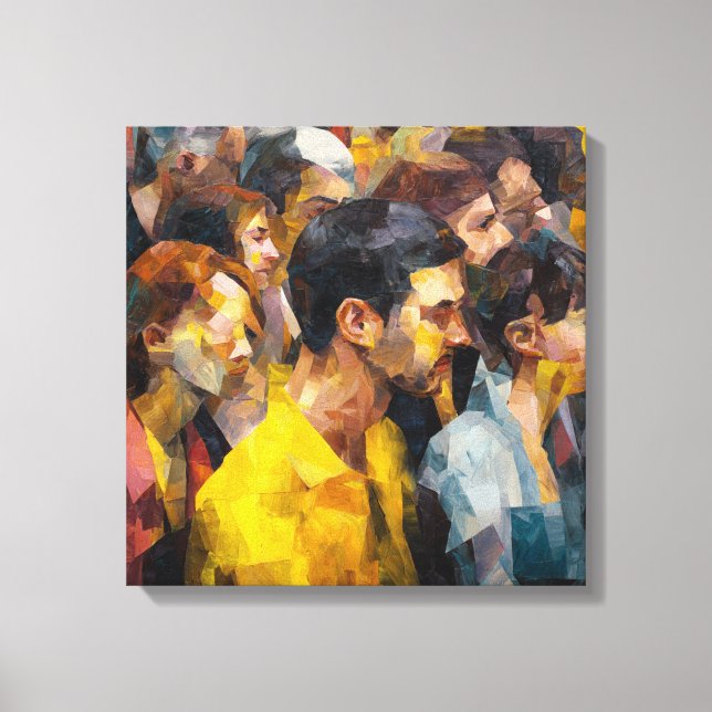 Modern Abstract Crowd Faces Expressionism Vibrant  Canvas Print (Front)