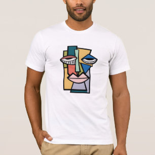 Modern Abstract Cubist Face Illustration - Bold Ge T-Shirt