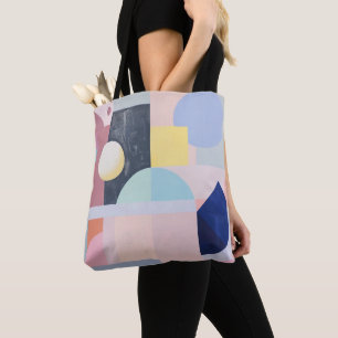 Modern Abstract Cubist Geometric Pastel Shapes Tote Bag
