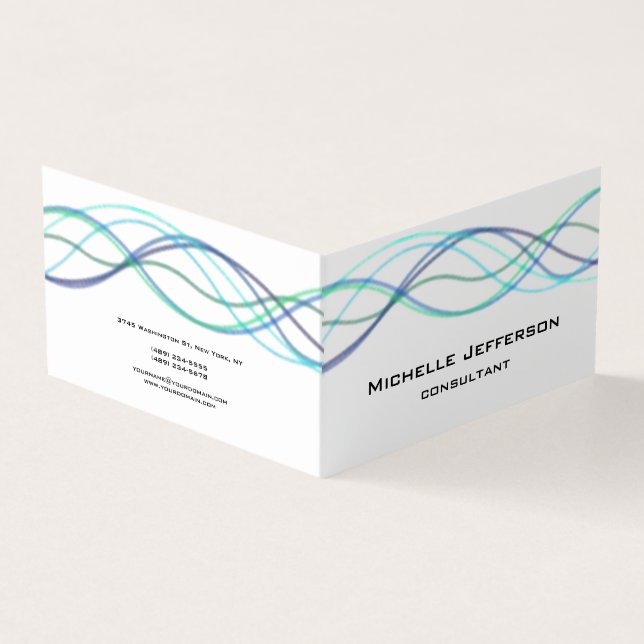 Modern Abstract Curves Modern Style Trendy Business Card (Outside)