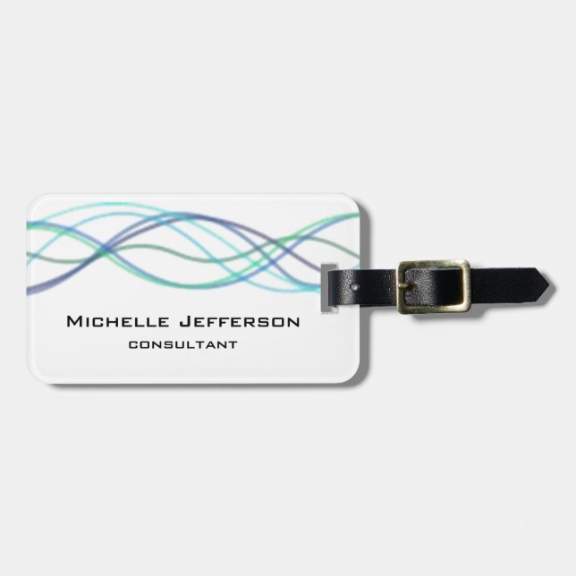 Modern Abstract Curves Modern Style Trendy Luggage Tag (Front Horizontal)