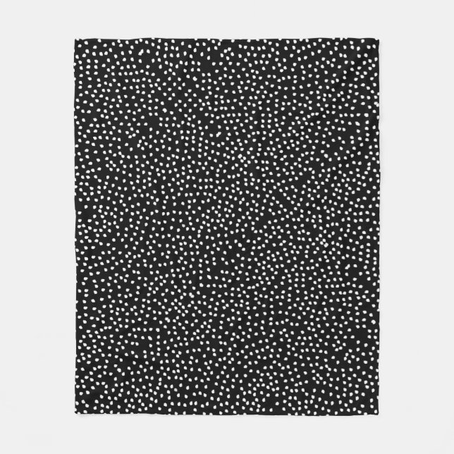 Modern Abstract Cute Polka Dot Black and White Fleece Blanket (Front)