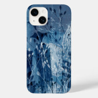 Modern Abstract Cyanotype Blue Botanical 