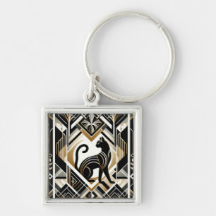 Modern Abstract Decorative Cat Keychain