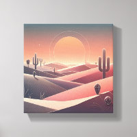 Modern Abstract Desert Landscape - Geometric Sunse
