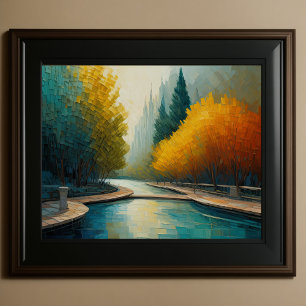 Modern Abstract Design Gold and Blue European  Poster