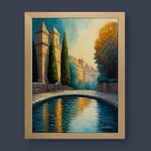 Modern Abstract Design Gold and Blue European  Poster