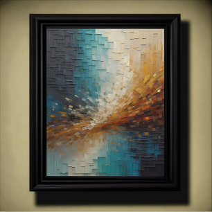 Modern Abstract Design Gold and Blue Tones Poster
