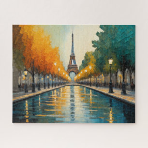 Modern Abstract Design Gold Orange Blue European Jigsaw Puzzle