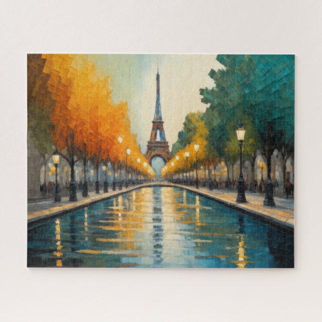 Modern Abstract Design Gold Orange Blue European  Jigsaw Puzzle (Horizontal)