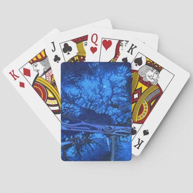 Modern abstract design in cool underwater blues playing cards (Back)