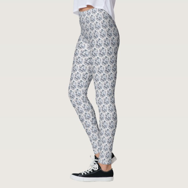 Modern abstract diamond fractal mosaic pattern leggings (Left)