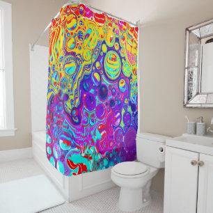 Modern Abstract Digital Fluid Art Shower Curtain