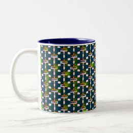 Modern abstract digital pattern design 1227 Two-Tone coffee mug