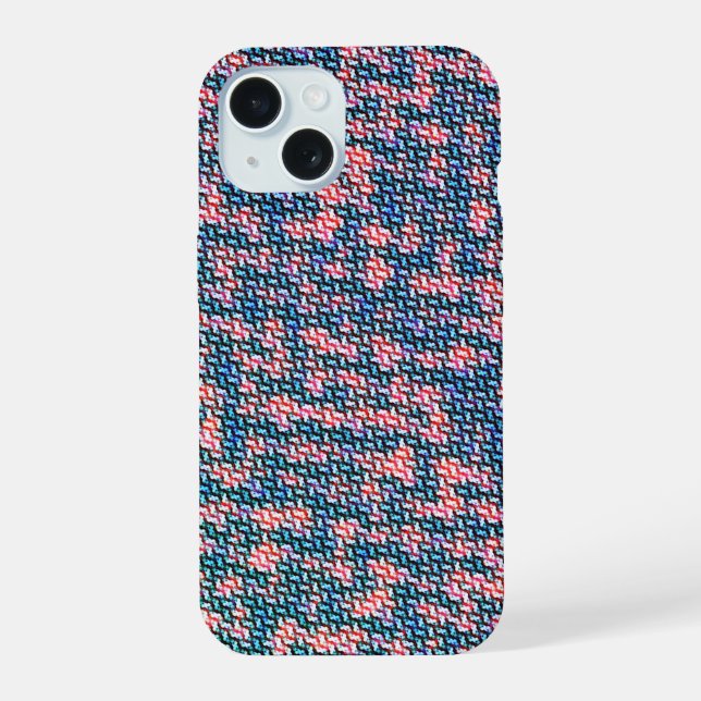 Modern abstract digital pattern design 1271 iPhone 15 case (Back)