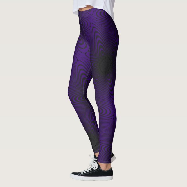 MODERN abstract draw in-black-deep-purple-mosaic Leggings (Left)