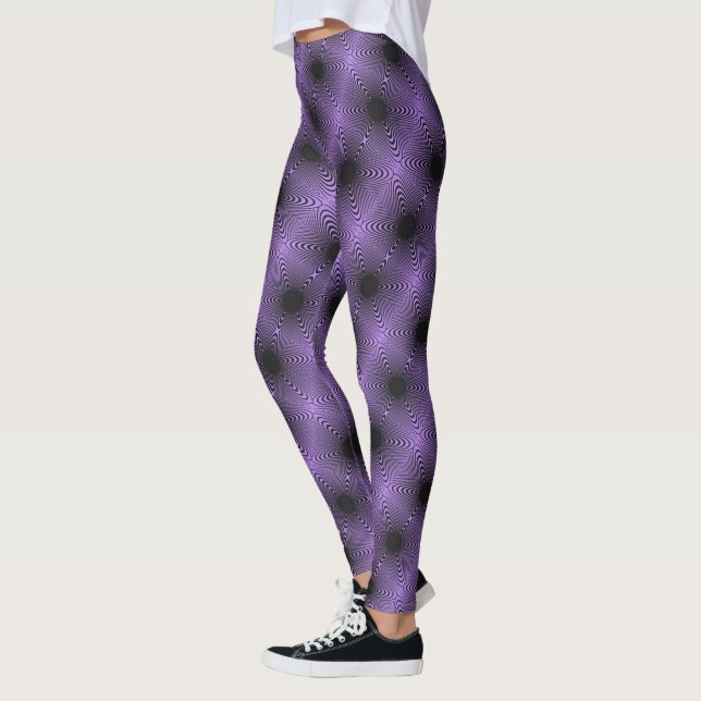 MODERN abstract draw in-black-purple-mosaic Leggings (Left)