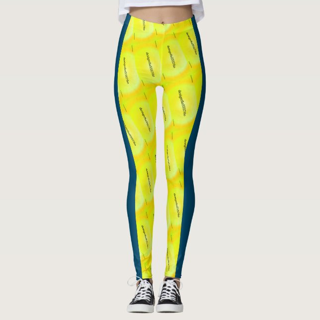 MODERN abstract draw in-  blue black yellow  Leggings (Front)