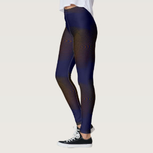 MODERN abstract draw in-deep-blue-brown-mosaic Leggings