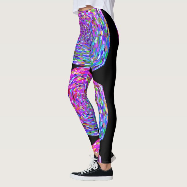 MODERN abstract draw in-light-pink-black-blue Leggings (Left)