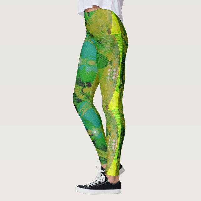 MODERN abstract draw in-light-yellow-green- Leggings (Left)