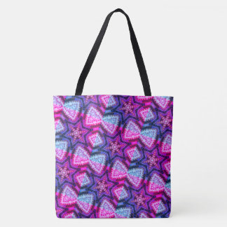 MODERN abstract draw in-red-deep blue-pink  Tote B
