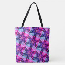 MODERN abstract draw in-red-deep blue-pink  Tote B