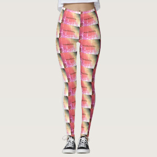 MODERN abstract draw in-white light red Leggings