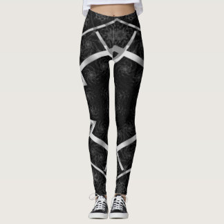 MODERN abstract drawing in-black-grey-mosaic Leggings