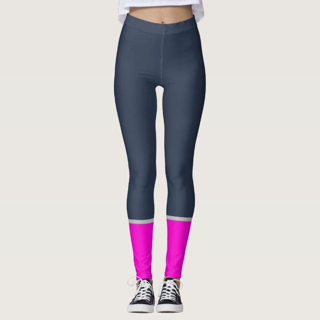 MODERN abstract drawing-pink-deep -blue- Leggings (Front)