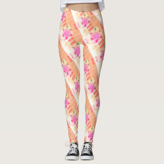 MODERN abstract drawing-pink-light-brown-mosaic Leggings