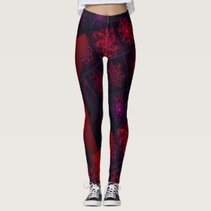 MODERN abstract drawings in rose-red mosaic Leggi Leggings
