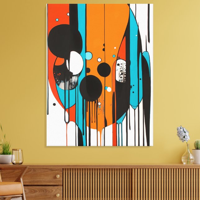 Modern Abstract Drip Art Canvas Print (Insitu(LivingRoom))