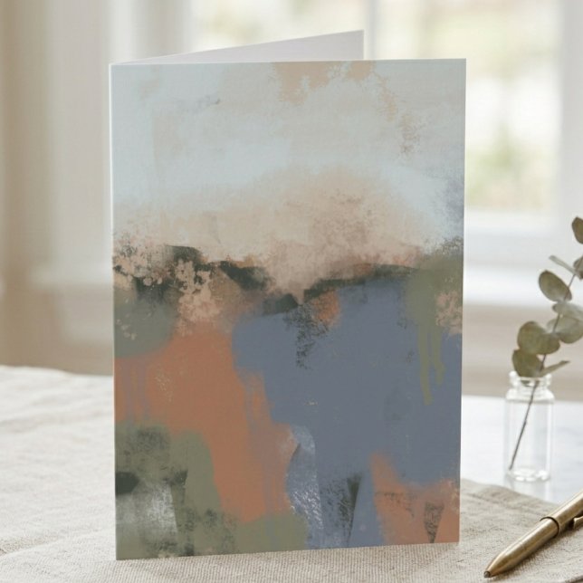 Modern Abstract Earth Tones Brushstroke Art Card (A stylish abstract greeting card for friends to celebrate any occasion with modern art flair.)