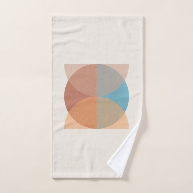 Modern Abstract Earthy Tones Geometric Watercolor Bath Towel Set (Hand Towel)