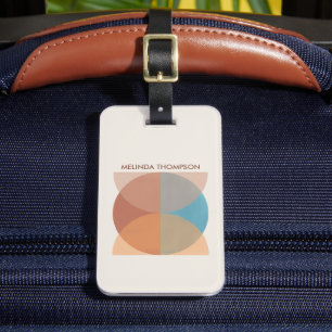 Modern Abstract Earthy Tones Geometric Watercolor Luggage Tag