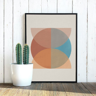 Modern Abstract Earthy Tones Geometric Watercolor Poster