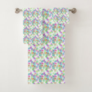 Modern Abstract Elegant Blue Green Pink Purple Bath Towel Set