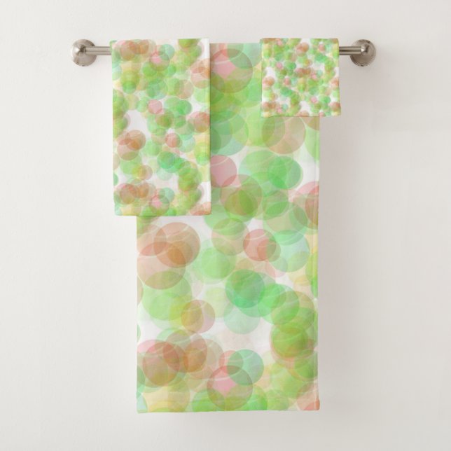 Modern Abstract Elegant Blue Green Yellow White Bath Towel Set (Insitu)