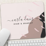 Modern Abstract Elegant Chic Makeup Artist Mouse Mat<br><div class="desc">Modern Abstract Elegant Chic Makeup Artist Mouse Pad. This design features black,  dusty rose and pink abstract elements with a signature script font style. Perfect for makeup artists,  stylists,  salon owners,  cosmetologists and more!</div>