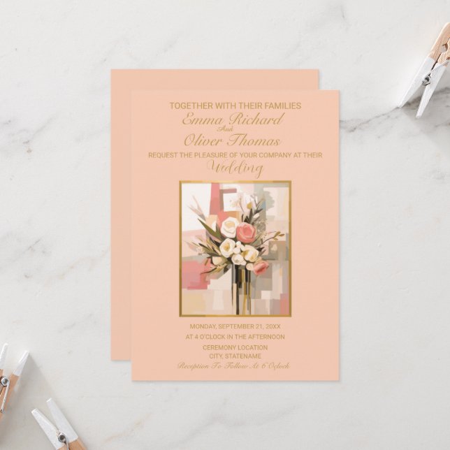 Modern Abstract Elegant Wedding Invitation (Front/Back In Situ)