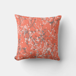 Modern Abstract Elegant Wildflowers on Terracotta Cushion