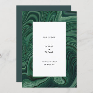 Modern Abstract Emerald Green Agate Wedding Save The Date