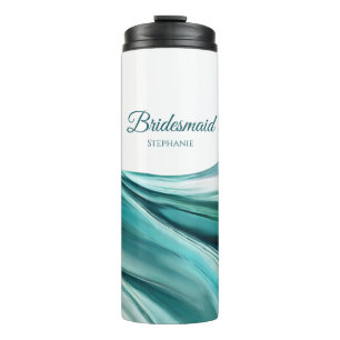 Modern Abstract-Emerald Green-Bridesmaid- Thermal Tumbler